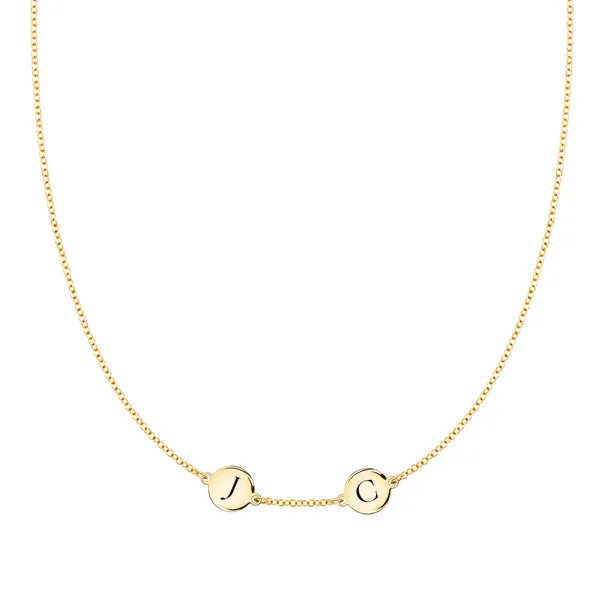 Personalized 2 Letter Necklace in 14k Gold (Single Spacing) sold by Haverhill