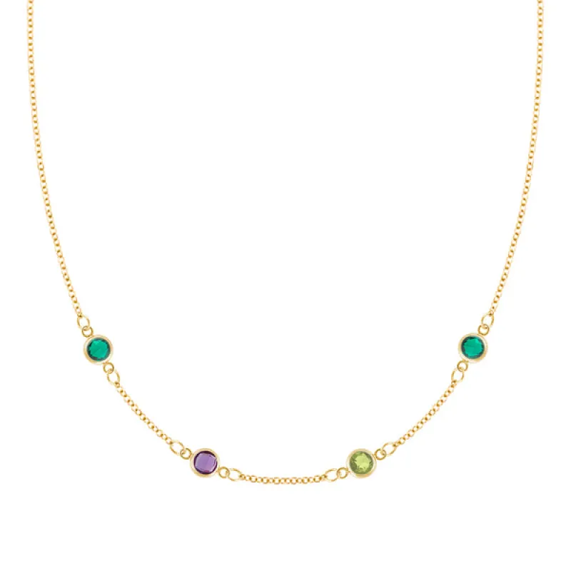Personalized Classic 4 Birthstone Necklace in 14k Gold sold by Haverhill