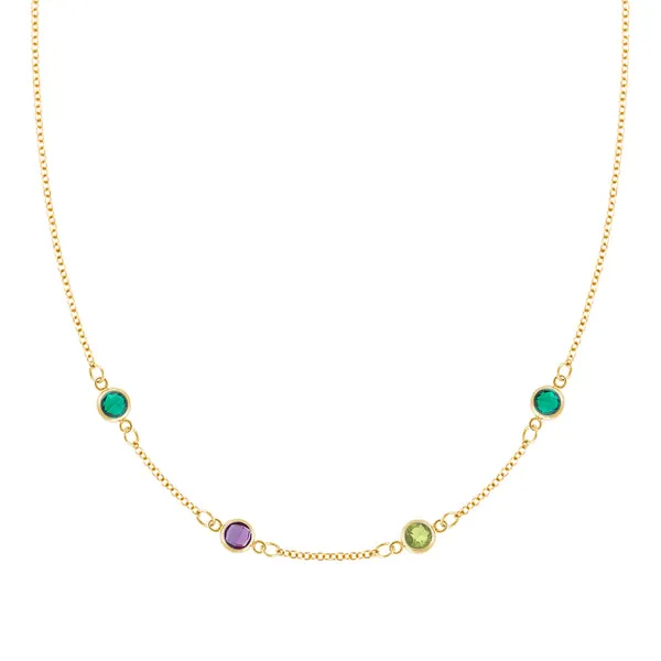 Personalized Classic 4 Birthstone Necklace in 14k Gold sold by Haverhill