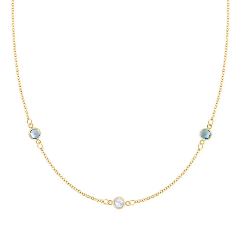 Personalized Classic 3 Birthstone Necklace in 14k Gold sold by Haverhill