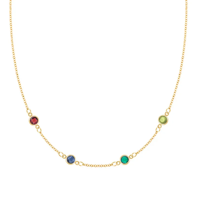 Personalized Classic 4 Birthstone Necklace in 14k Gold sold by Haverhill