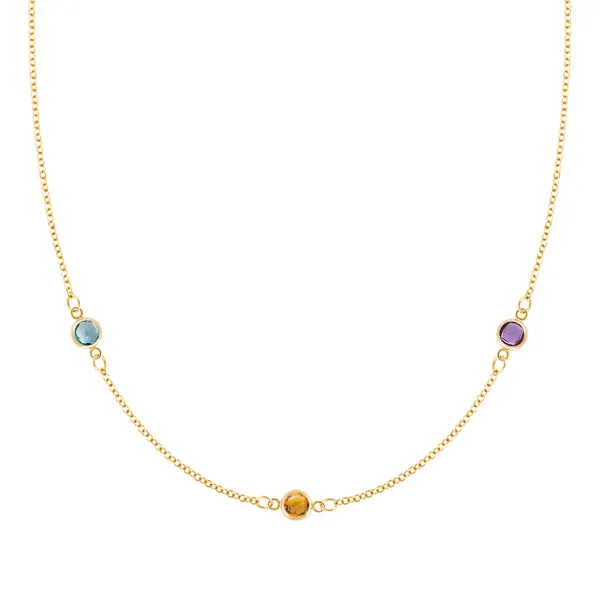 Personalized Classic 3 Birthstone Necklace in 14k Gold sold by Haverhill
