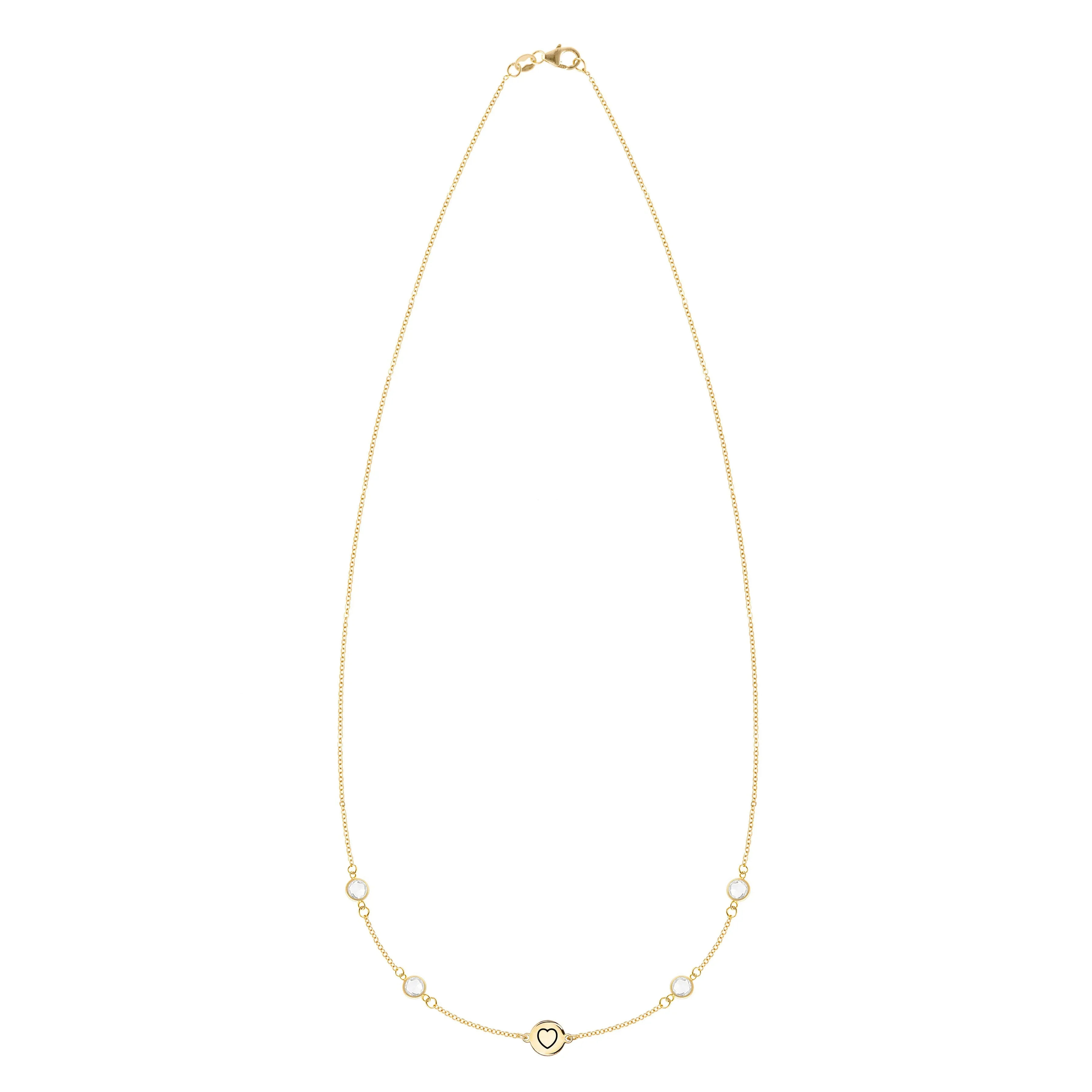 Personalized Heart Disc & Classic 4 Birthstone Necklace in 14k Gold sold by Haverhill product image thumbnail 3