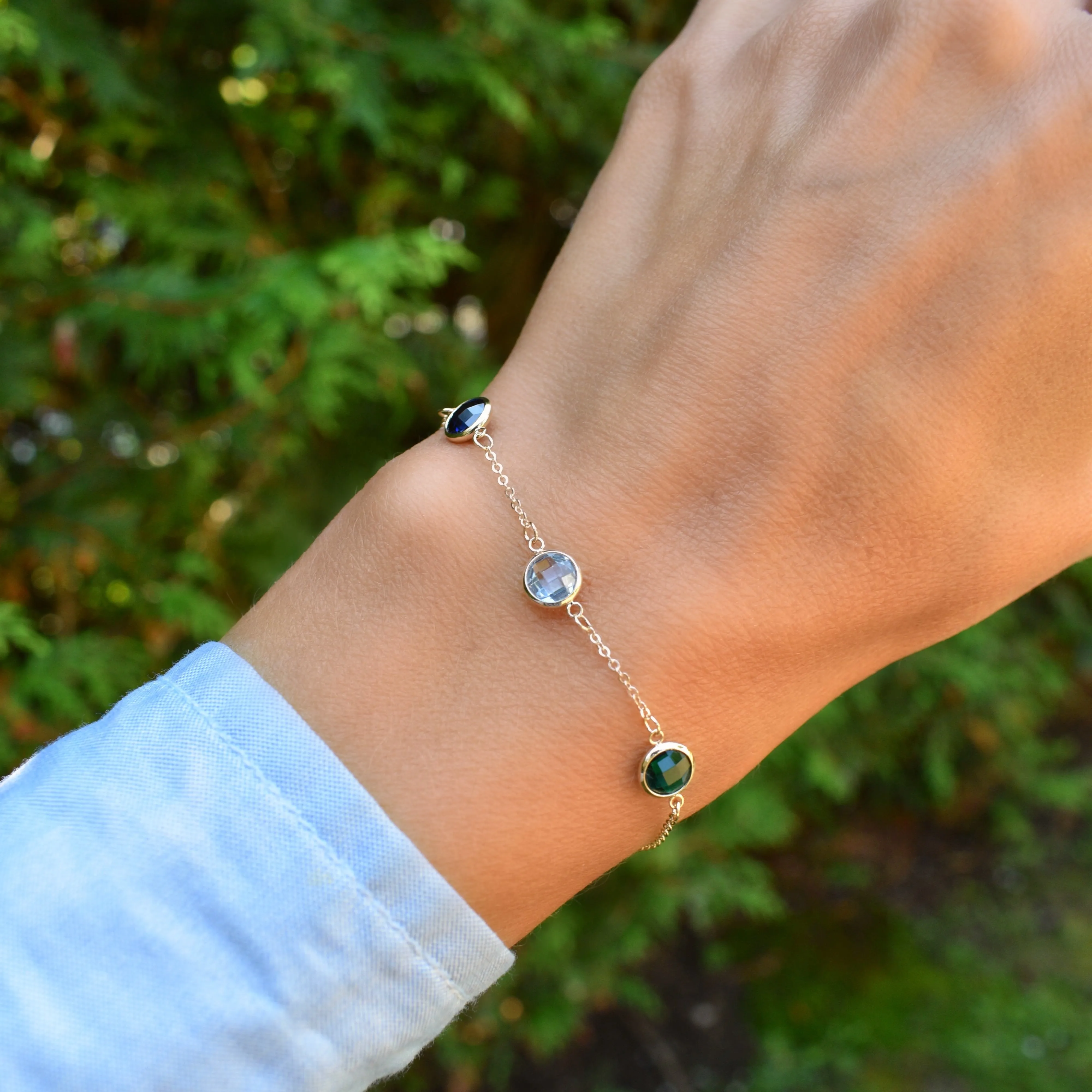 Personalized Grand 3 Birthstone Bracelet in 14k Gold sold by Haverhill product image thumbnail 2