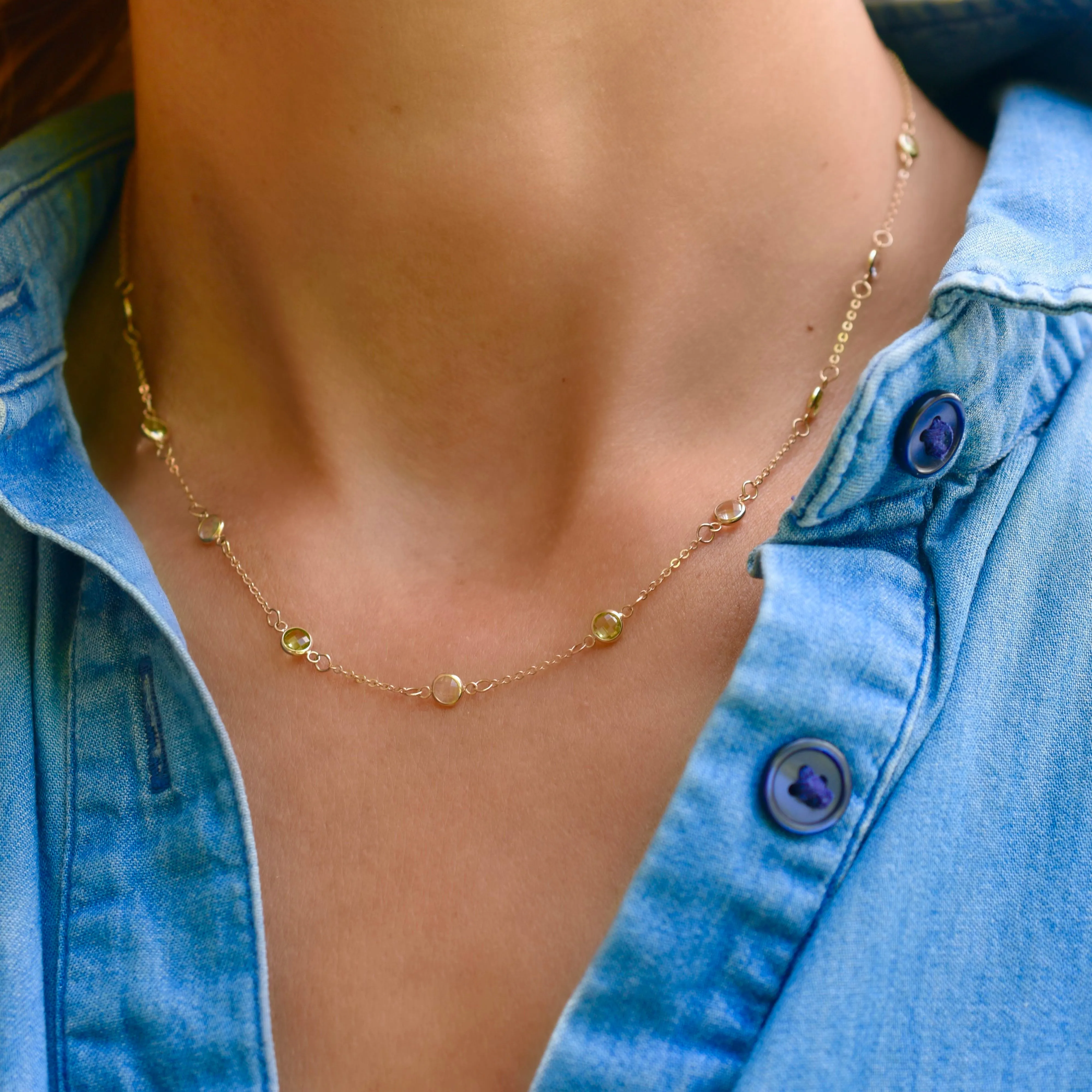 Personalized Classic 10 Birthstone Necklace in 14k Gold sold by Haverhill product image thumbnail 3