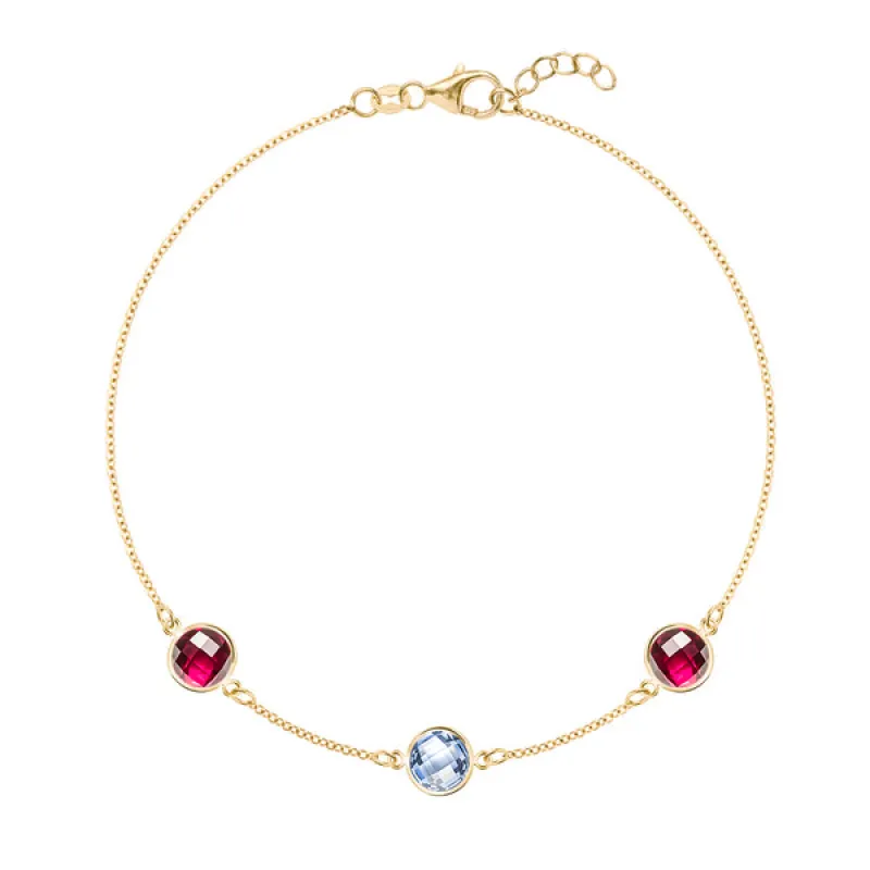 Personalized Grand 3 Birthstone Bracelet in 14k Gold sold by Haverhill