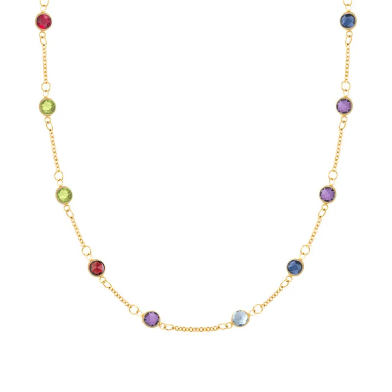 Personalized Classic 10 Birthstone Necklace in 14k Gold sold by Haverhill