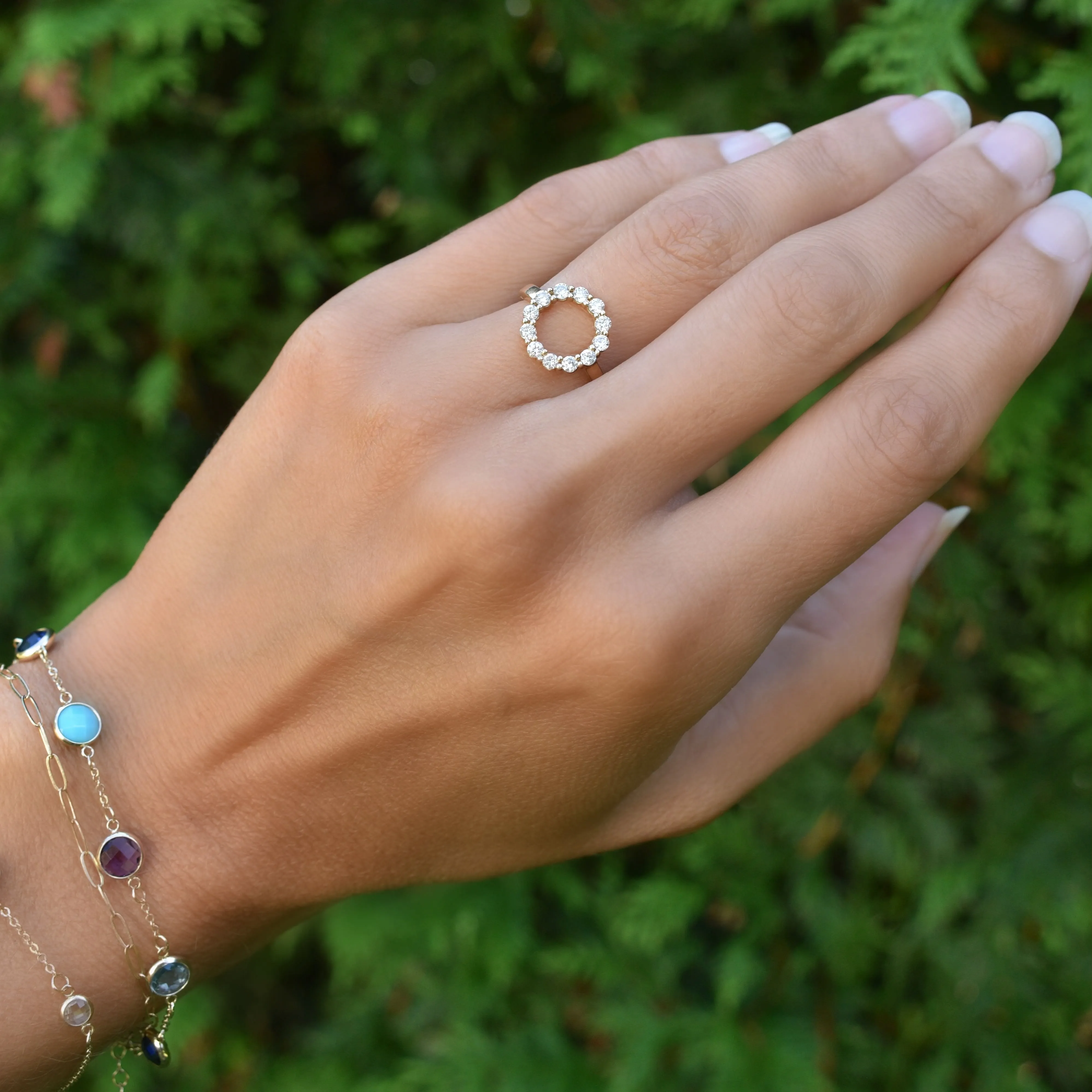 Personalized Rosecliff Small Circle Birthstone Ring in 14k Gold sold by Haverhill product image thumbnail 2