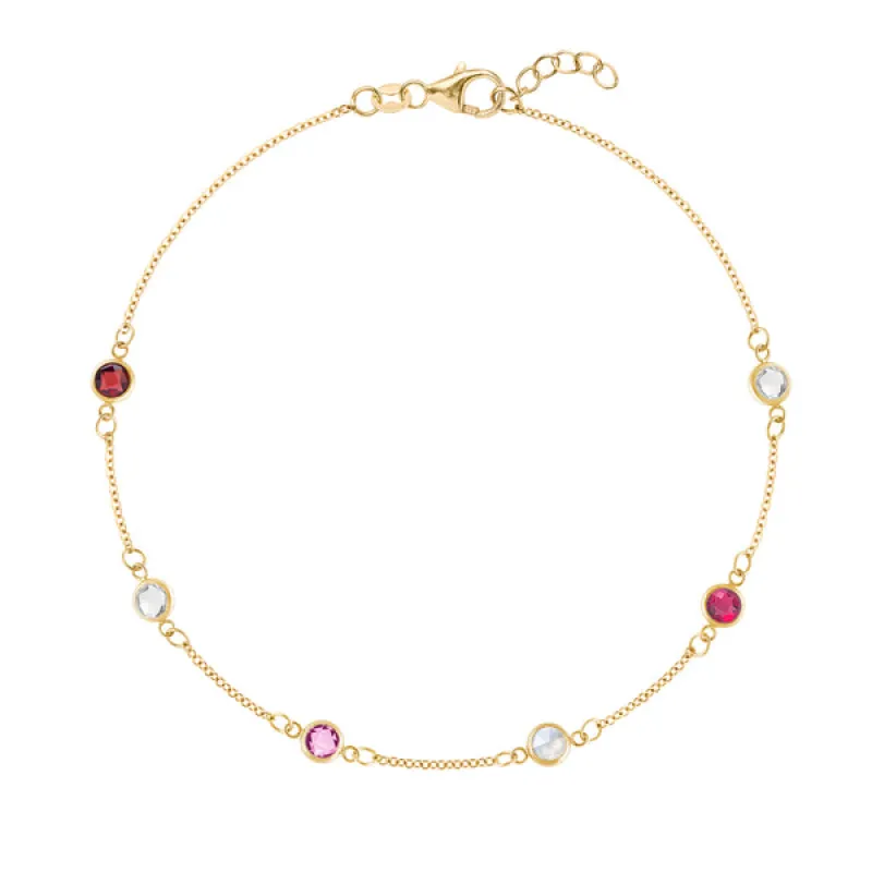 Personalized Classic 6 Birthstone Bracelet in 14k Gold sold by Haverhill