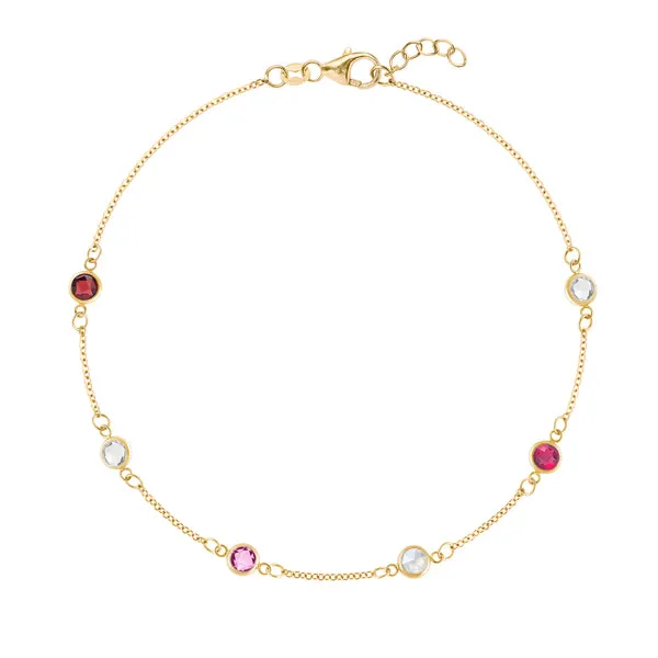 Personalized Classic 6 Birthstone Bracelet in 14k Gold sold by Haverhill