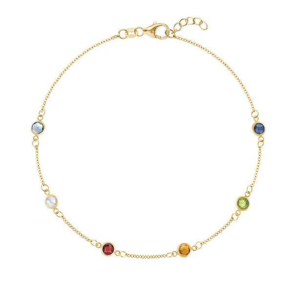 Personalized Classic 6 Birthstone Bracelet in 14k Gold sold by Haverhill