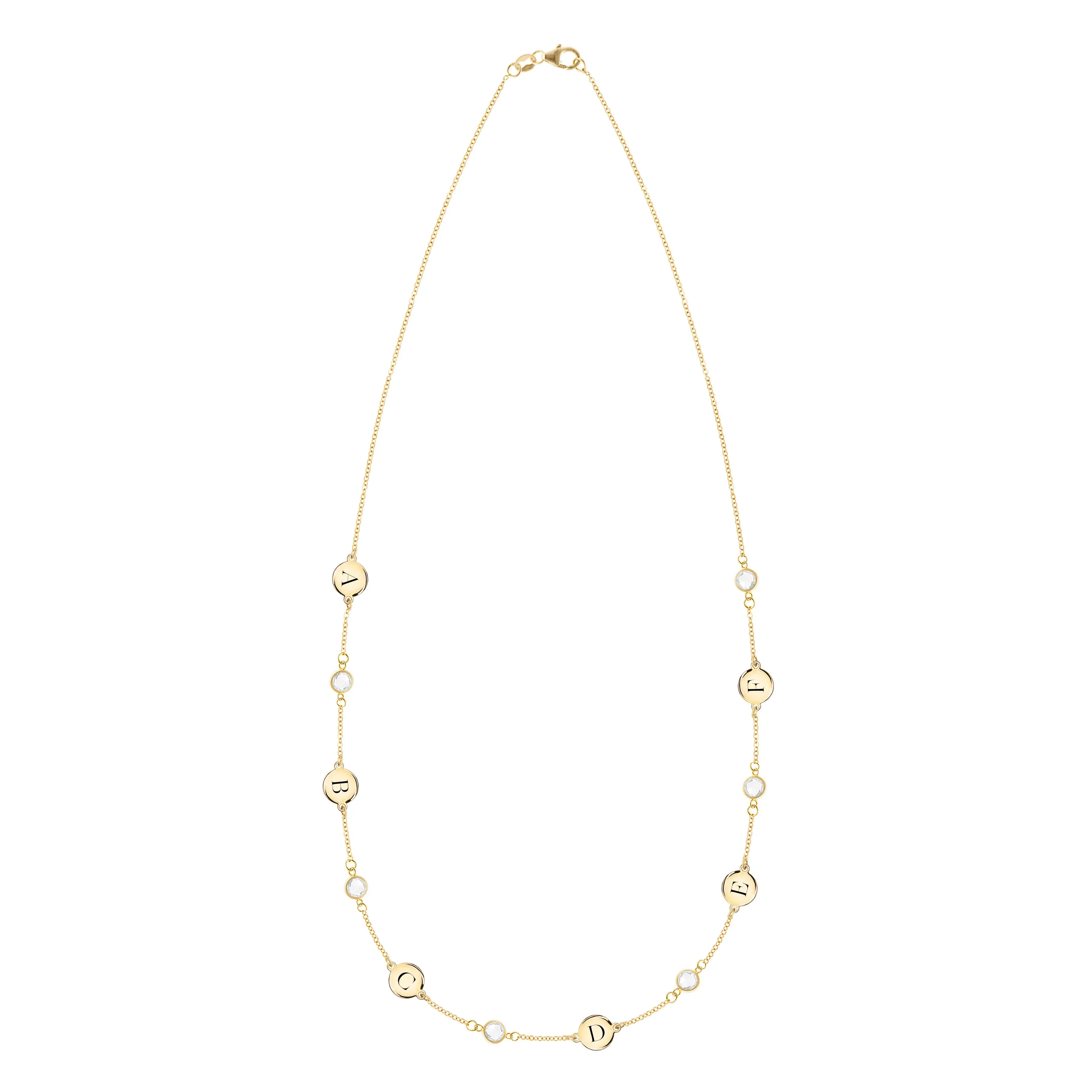 Personalized Classic 6 Letter & 6 Birthstone Necklace in 14k Gold (Single Spacing) sold by Haverhill product image thumbnail 4