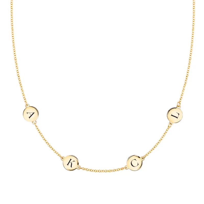 Personalized 4 Letter Necklace in 14k Gold (Double Spacing) sold by Haverhill