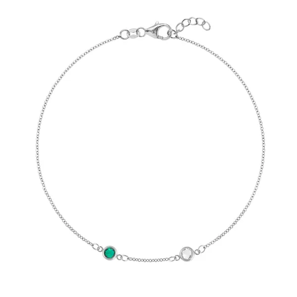 Personalized Classic 2 Birthstone Bracelet in 14k Gold sold by Haverhill