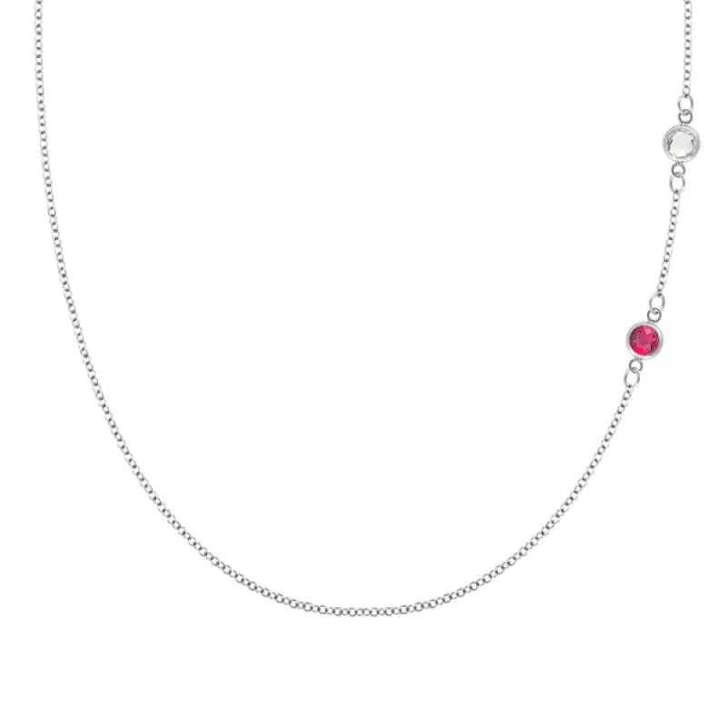 Personalized Classic 2 Birthstone Necklace in 14k Gold sold by Haverhill