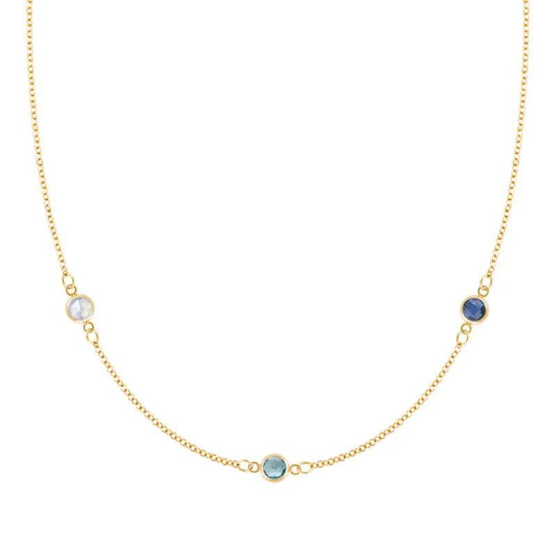 Personalized Classic 3 Birthstone Necklace in 14k Gold sold by Haverhill