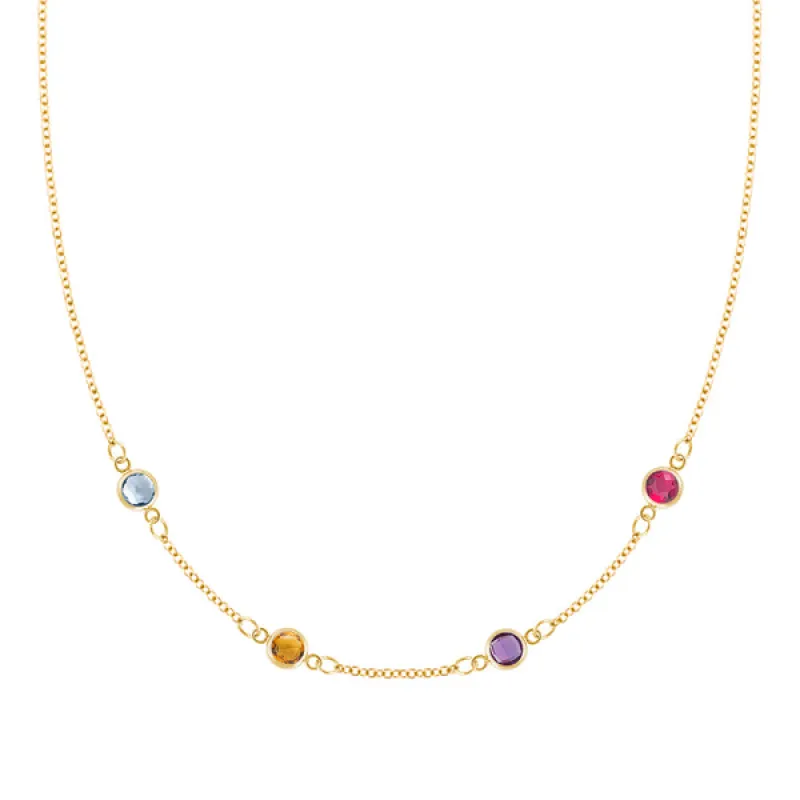 Personalized Classic 4 Birthstone Necklace in 14k Gold sold by Haverhill