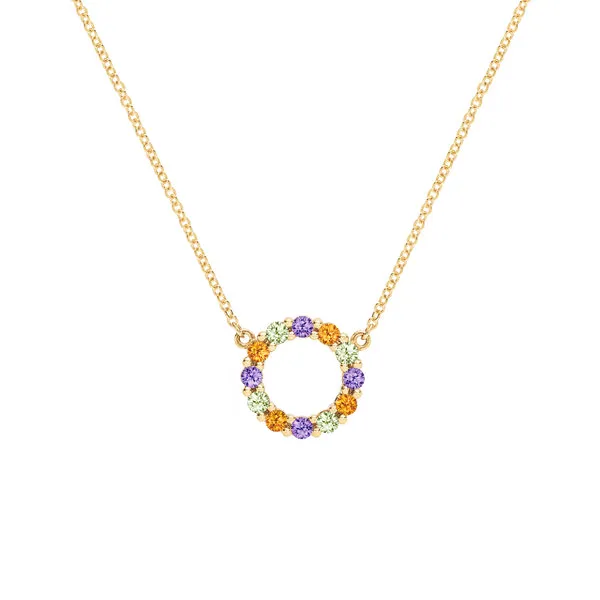 Personalized Rosecliff Small Circle Birthstone Necklace in 14k Gold sold by Haverhill