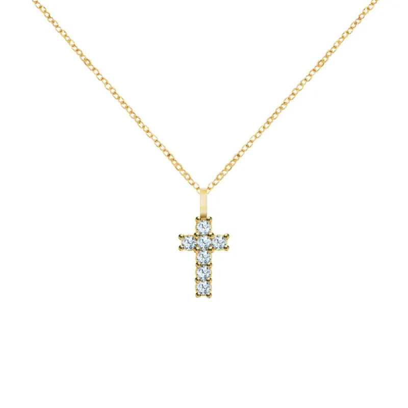 Personalized Rosecliff Small Cross Pendant in 14k Gold sold by Haverhill