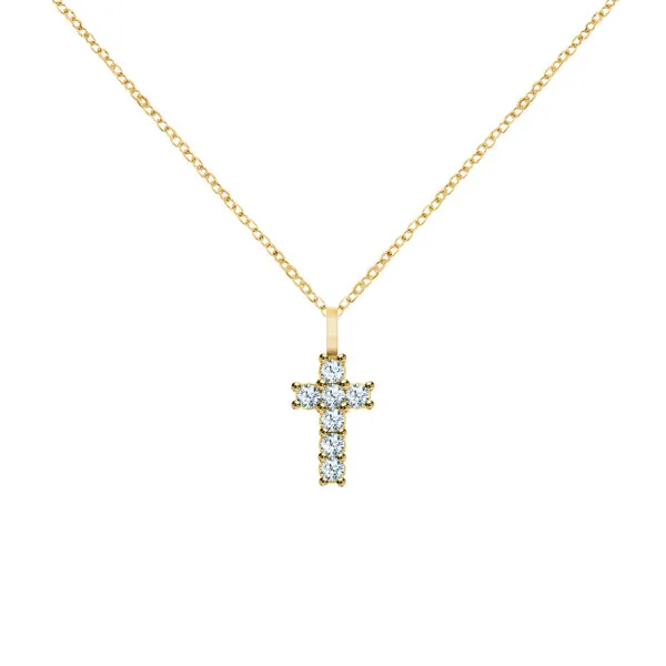 Personalized Rosecliff Small Cross Pendant in 14k Gold sold by Haverhill