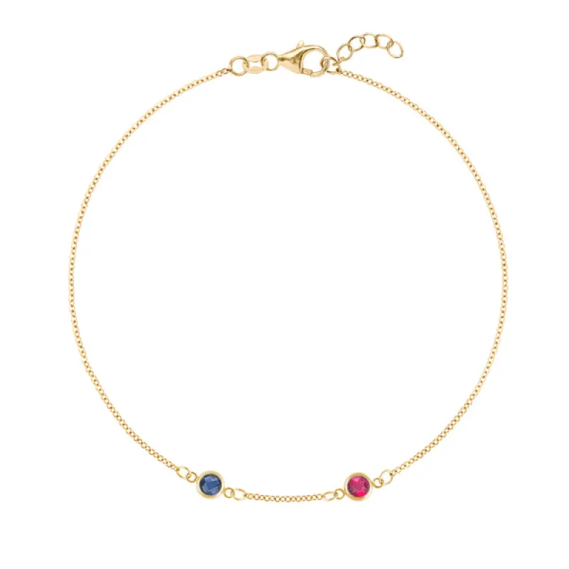 Personalized Classic 2 Birthstone Bracelet in 14k Gold sold by Haverhill