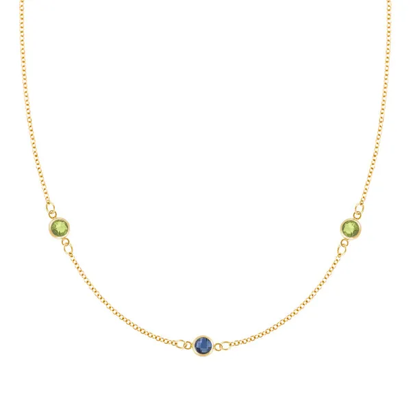 Personalized Classic 3 Birthstone Necklace in 14k Gold sold by Haverhill