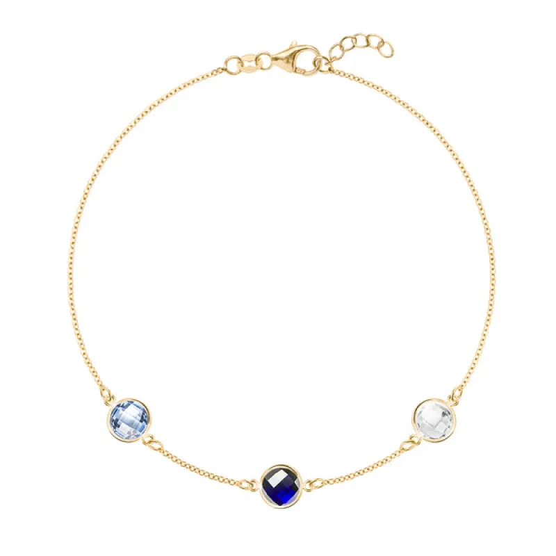 Personalized Grand 3 Birthstone Bracelet in 14k Gold sold by Haverhill
