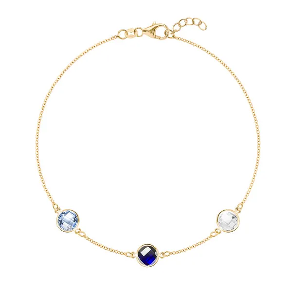 Personalized Grand 3 Birthstone Bracelet in 14k Gold sold by Haverhill