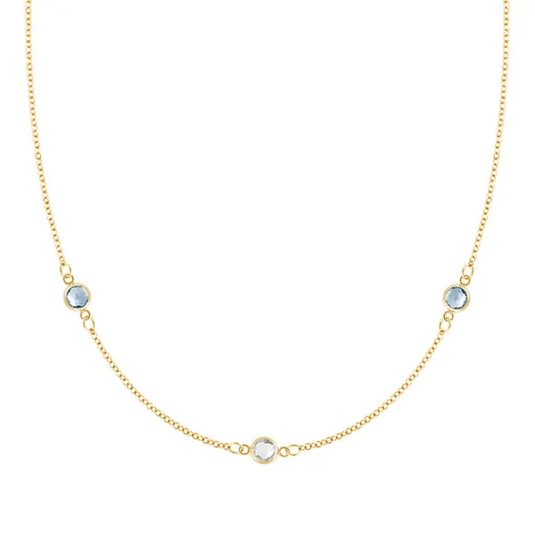 Personalized Classic 3 Birthstone Necklace in 14k Gold sold by Haverhill