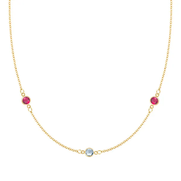 Personalized Classic 3 Birthstone Necklace in 14k Gold sold by Haverhill