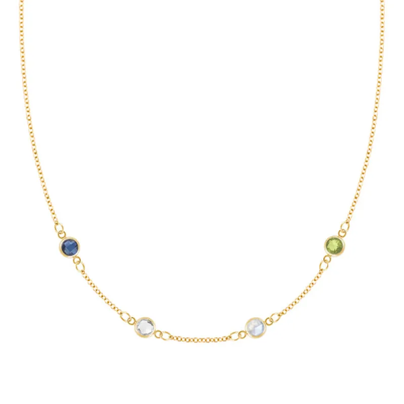 Personalized Classic 4 Birthstone Necklace in 14k Gold sold by Haverhill