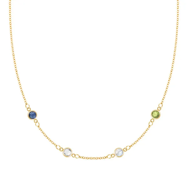 Personalized Classic 4 Birthstone Necklace in 14k Gold sold by Haverhill