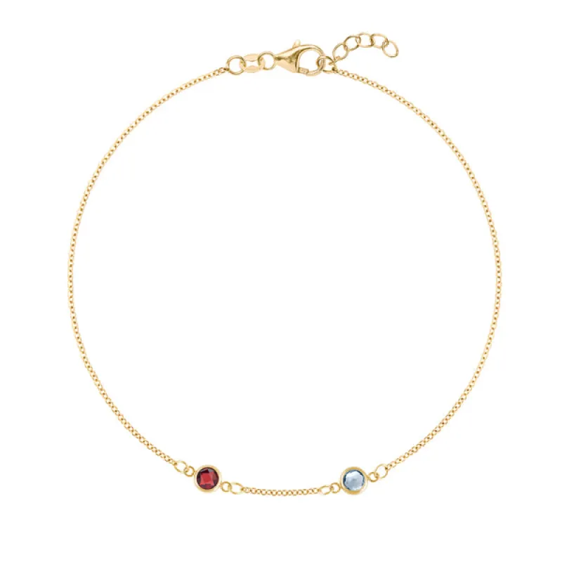 Personalized Classic 2 Birthstone Bracelet in 14k Gold sold by Haverhill