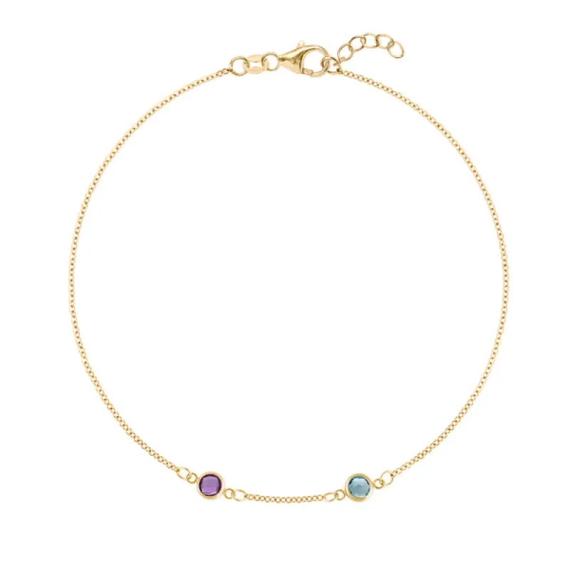 Personalized Classic 2 Birthstone Bracelet in 14k Gold sold by Haverhill