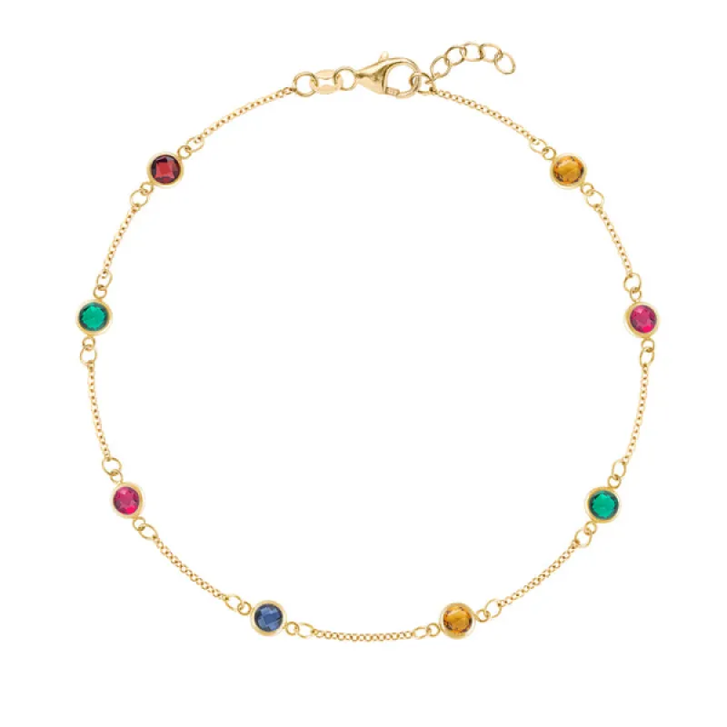 Personalized Classic 8 Birthstone Bracelet in 14k Gold sold by Haverhill