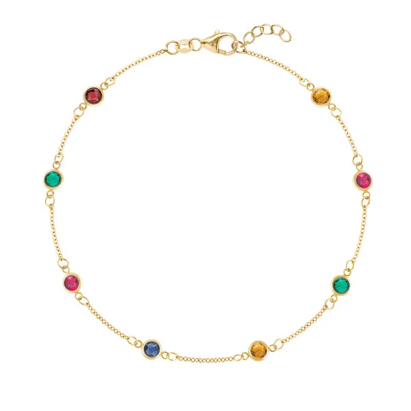Personalized Classic 8 Birthstone Bracelet in 14k Gold sold by Haverhill