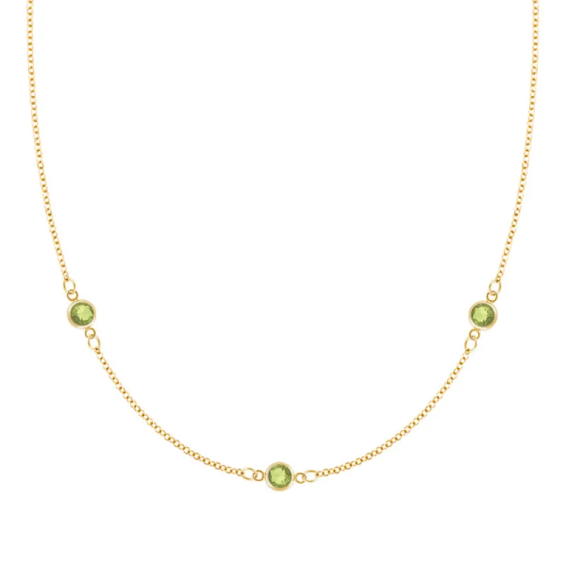 Personalized Classic 3 Birthstone Necklace in 14k Gold sold by Haverhill