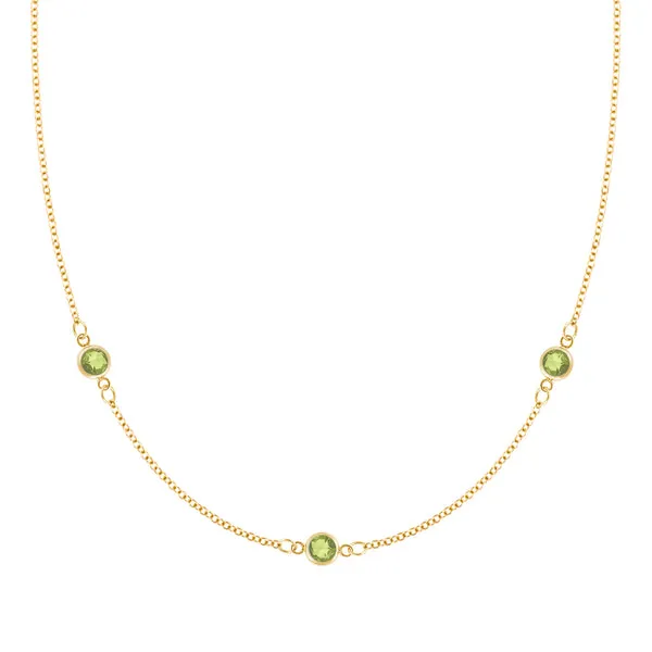 Personalized Classic 3 Birthstone Necklace in 14k Gold sold by Haverhill