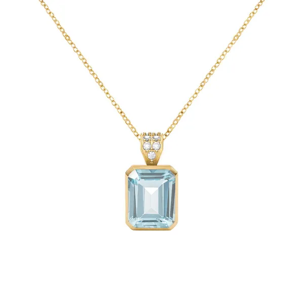 Personalized Warren Birthstone Pendant with Diamond Bale in 14k Gold sold by Haverhill