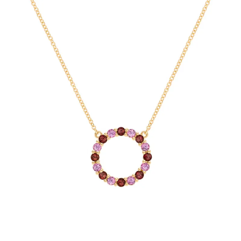 Personalized Rosecliff Circle Birthstone Necklace in 14k Gold sold by Haverhill