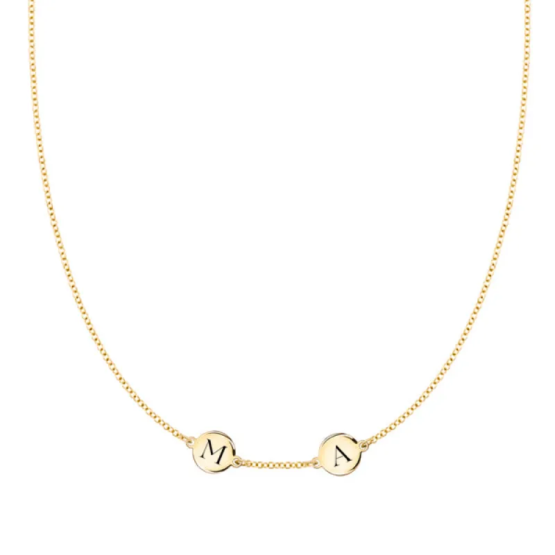 Personalized 2 Letter Necklace in 14k Gold (Single Spacing) sold by Haverhill