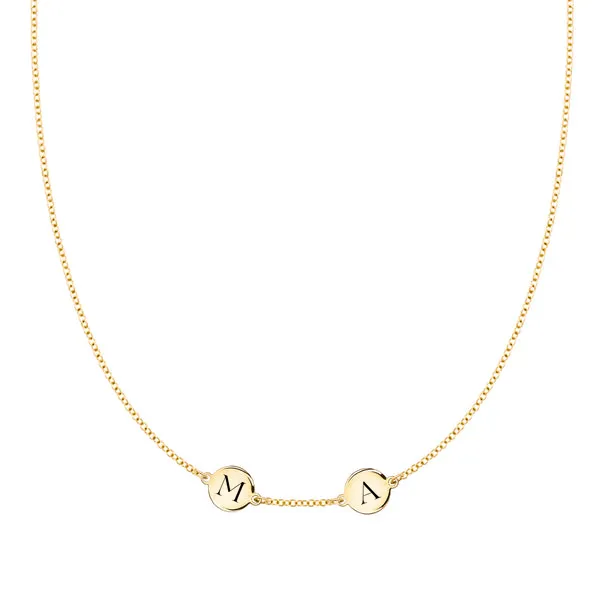 Personalized 2 Letter Necklace in 14k Gold (Single Spacing) sold by Haverhill