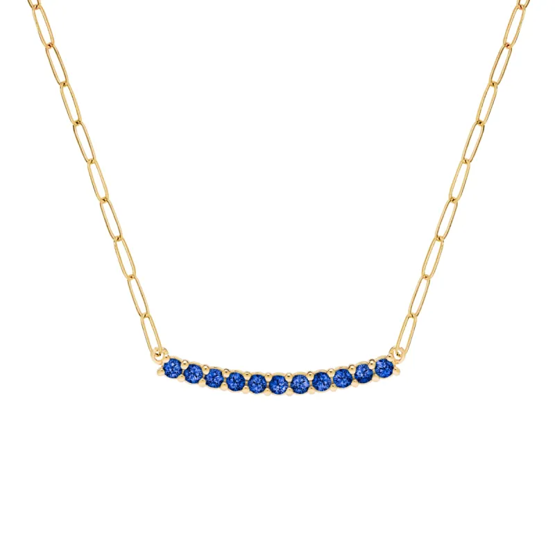 Rosecliff Sapphire Bar Adelaide Mini Necklace in 14k Gold (September) sold by Haverhill