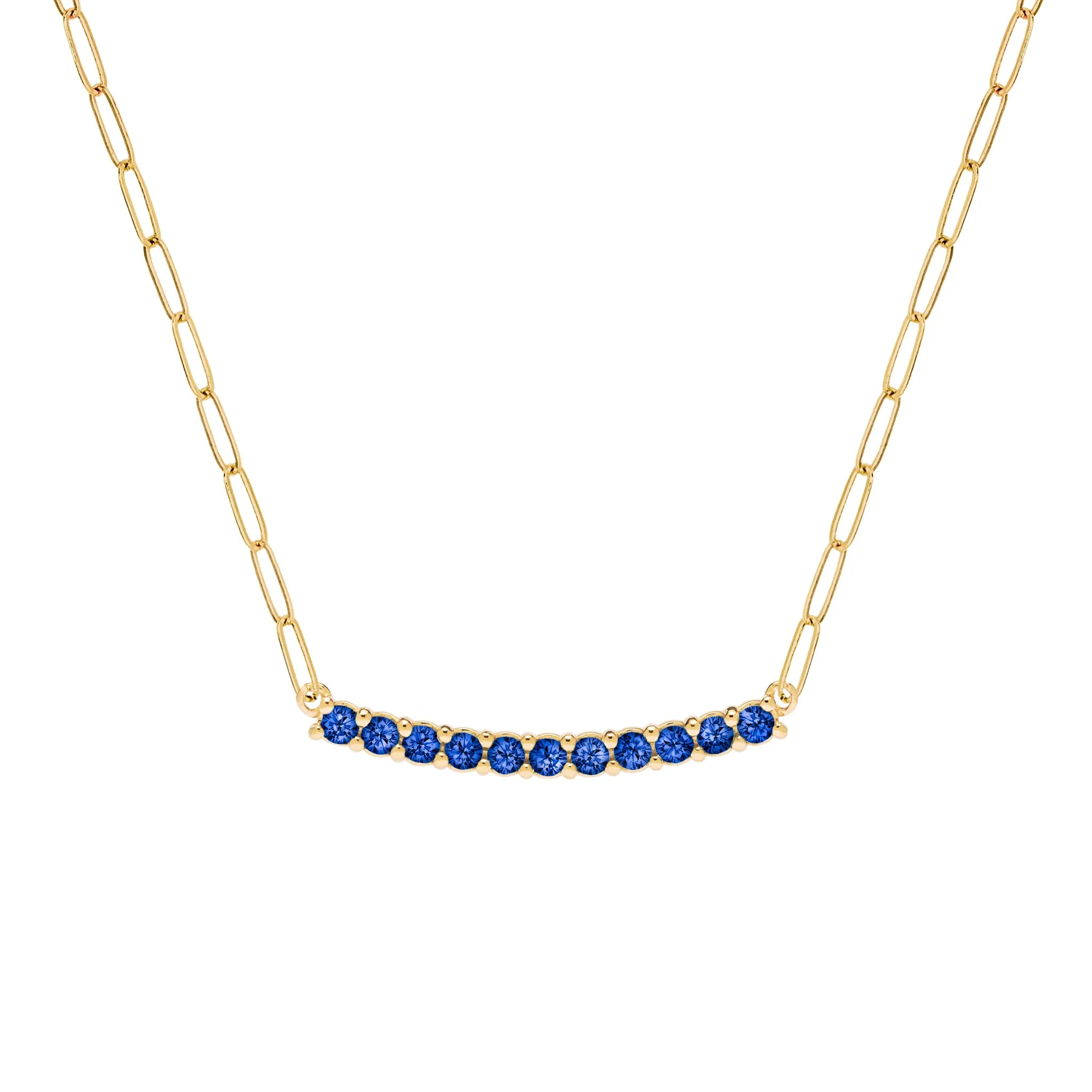 Rosecliff Sapphire Bar Adelaide Mini Necklace in 14k Gold (September) sold by Haverhill