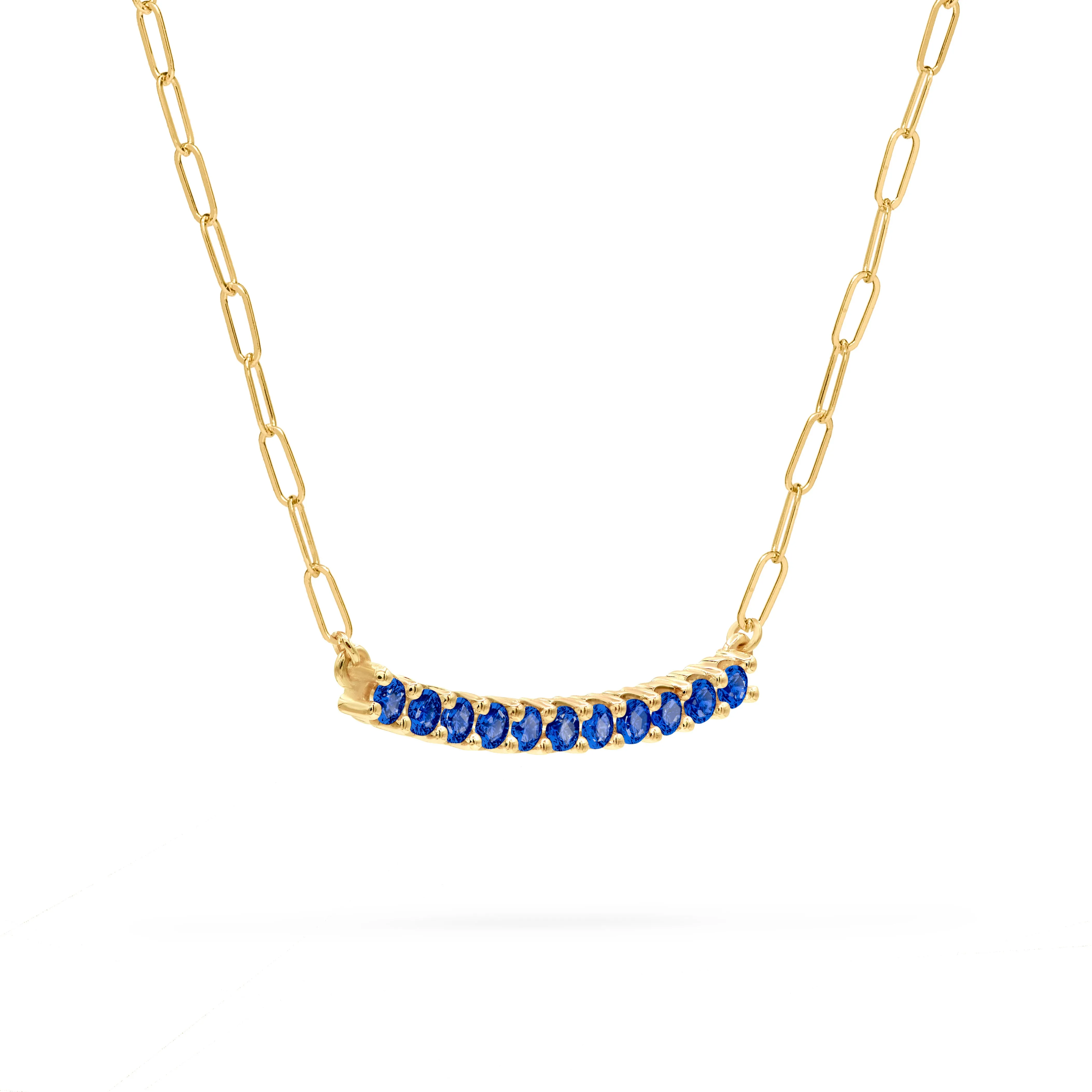 Rosecliff Sapphire Bar Adelaide Mini Necklace in 14k Gold (September) sold by Haverhill product image thumbnail 4