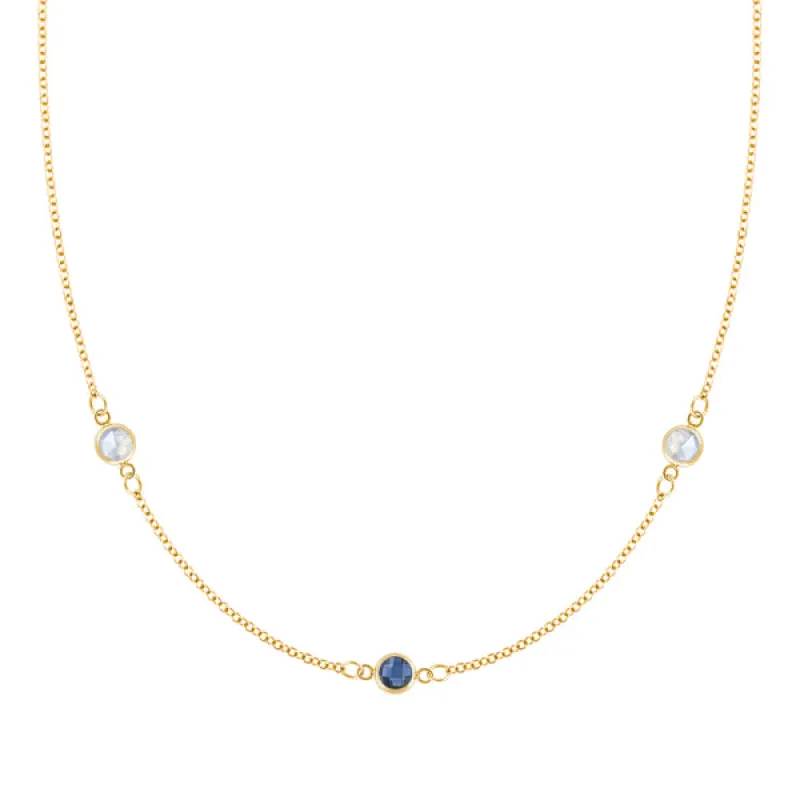 Personalized Classic 3 Birthstone Necklace in 14k Gold sold by Haverhill