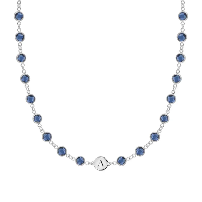 Personalized Newport 1 Letter Birthstone Necklace in 14k Gold sold by Haverhill