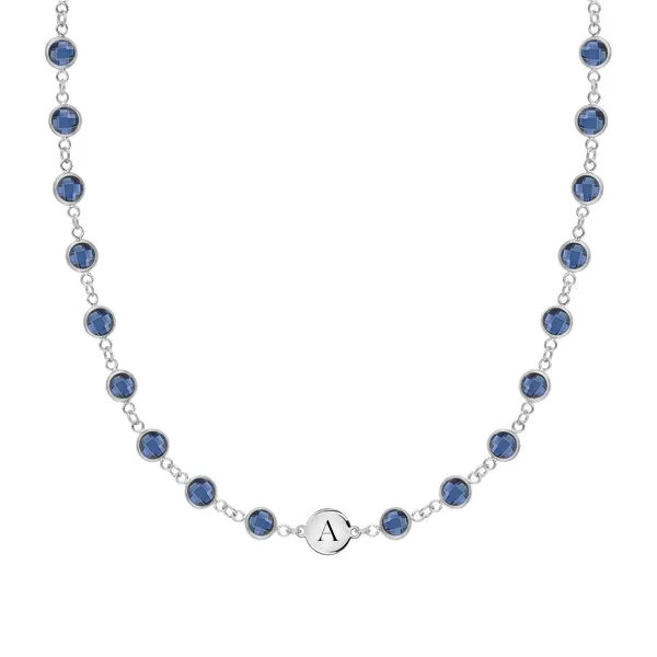Personalized Newport 1 Letter Birthstone Necklace in 14k Gold sold by Haverhill