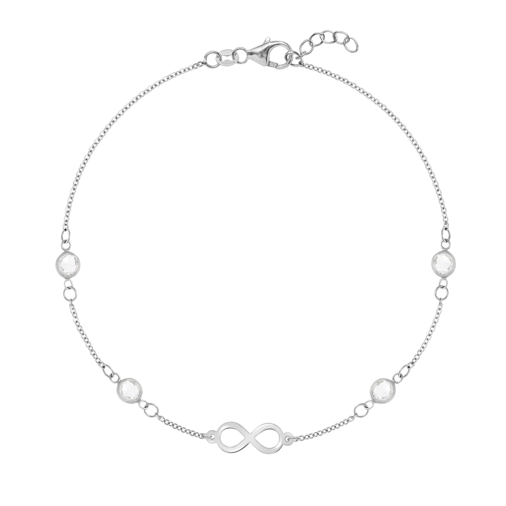 Personalized Classic Infinity & 4 Birthstone Bracelet in 14k Gold sold by Haverhill product image thumbnail 5