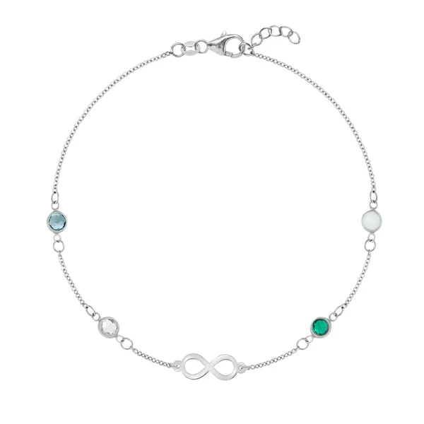 Personalized Classic Infinity & 4 Birthstone Bracelet in 14k Gold sold by Haverhill